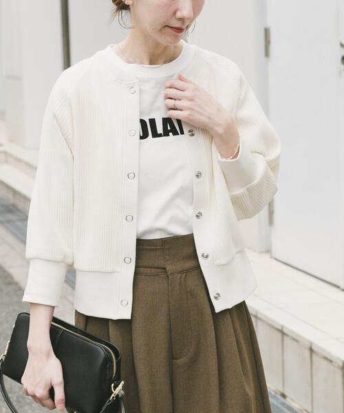 ITEMS URBANRESEARCH（アイテムズ アーバンリサーチ）の「針抜きドルマンカーディガン（カーディガン/ボレロ・レディース・ブラック/イエロー系その他/オフホワイト・FREE）」の8枚目の写真