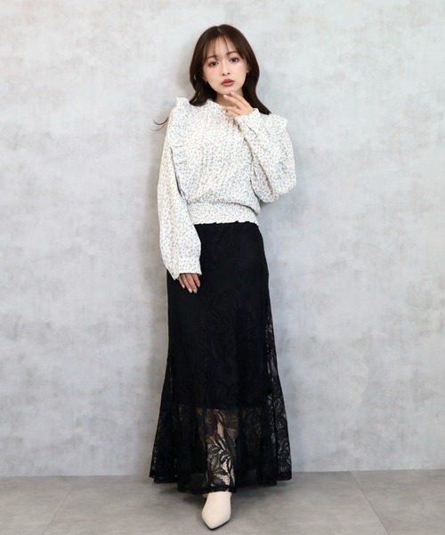 CECIL McBEE（セシルマクビー）の「レースマーメイドスカート（スカート・レディース・ブラック/ライトベージュ・MEDIUM/LARGE）」の3枚目の写真