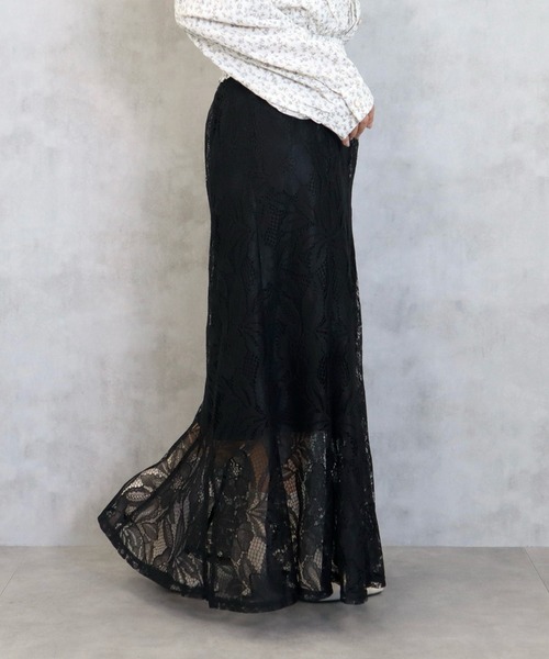 CECIL McBEE（セシルマクビー）の「レースマーメイドスカート（スカート・レディース・ブラック/ライトベージュ・MEDIUM/LARGE）」の7枚目の写真