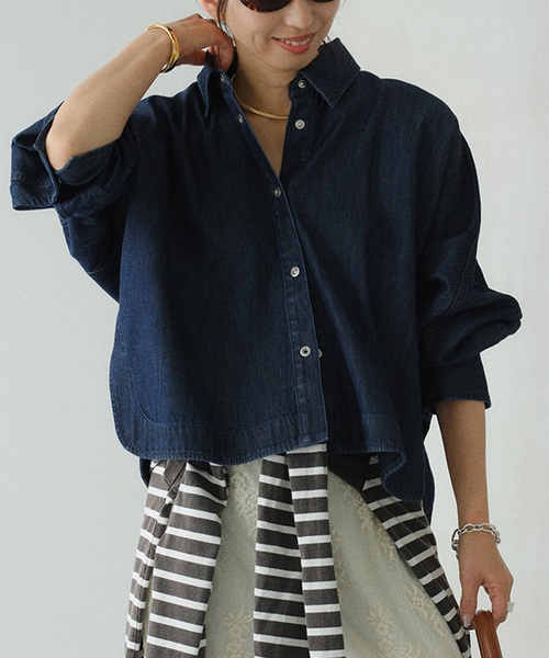 VERMEIL par iena(ヴェルメイユパーイエナ)の「《追加》デニムフォルムシャツ(シャツ/ブラウス・レディース・ブルー系その他・FREE)」の1枚目の写真