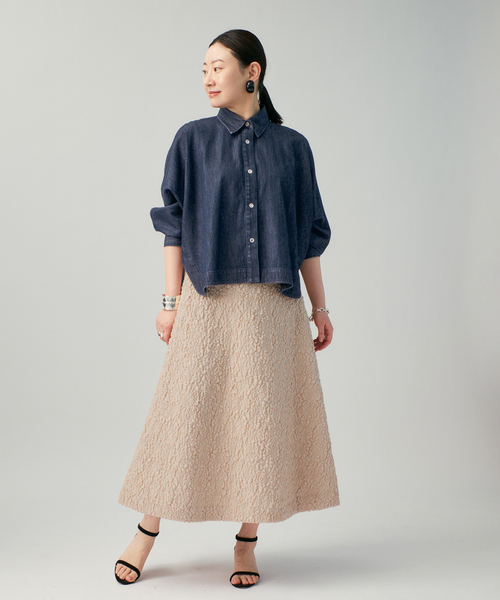 VERMEIL par iena(ヴェルメイユパーイエナ)の「《追加》デニムフォルムシャツ(シャツ/ブラウス・レディース・ブルー系その他・FREE)」の4枚目の写真