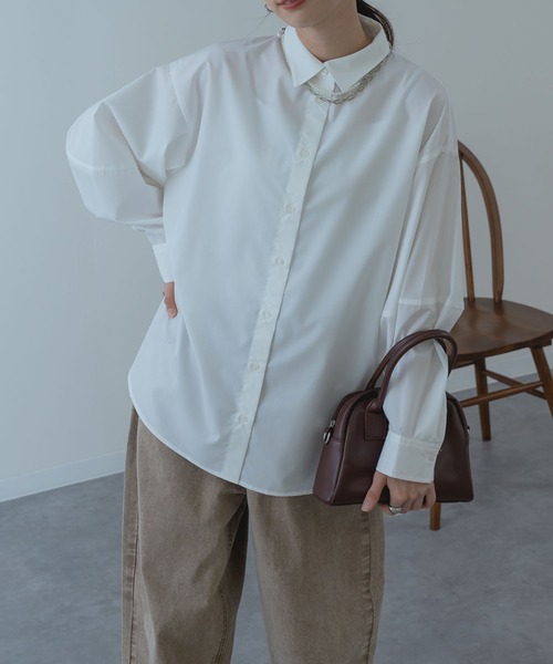 ANNA LUNA（アンナルナ）の「【ANNA LUNA】 大人 の ゆるシルエット 袖コクーン シャツ（シャツ/ブラウス・レディース・ネイビー/オフホワイト/サックスブルー・MEDIUM）」の2枚目の写真