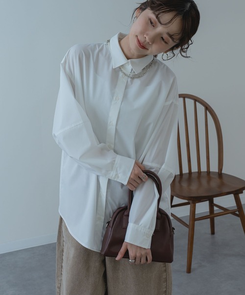 ANNA LUNA（アンナルナ）の「【ANNA LUNA】 大人 の ゆるシルエット 袖コクーン シャツ（シャツ/ブラウス・レディース・ネイビー/オフホワイト/サックスブルー・MEDIUM）」の18枚目の写真