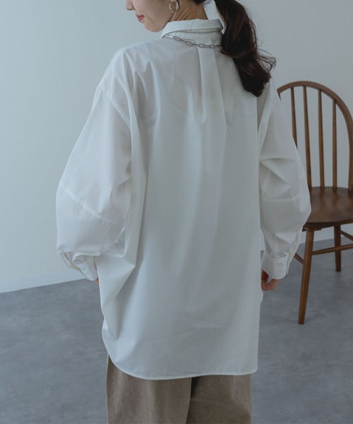 ANNA LUNA（アンナルナ）の「【ANNA LUNA】 大人 の ゆるシルエット 袖コクーン シャツ（シャツ/ブラウス・レディース・ネイビー/オフホワイト/サックスブルー・MEDIUM）」の10枚目の写真