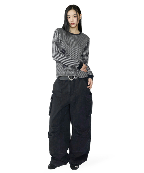 MIM the wardrobe(ミームザワードローブ)の「ダブルニーパラシュートカーゴパンツ_ブラック(その他パンツ・レディース・その他・X-SMALL/SMALL/MEDIUM/LARGE)」の2枚目の写真
