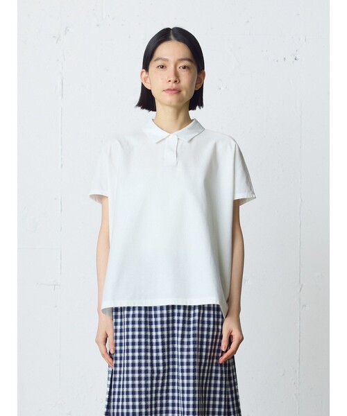 MidiUmi(ミディウミ)の「MidiUmi ポロノースリーブプルオーバー(Tシャツ/カットソー・レディース・ブラック/オフホワイト/ライトグレー/チャコールグレー/ベージュ・FREE)」の3枚目の写真
