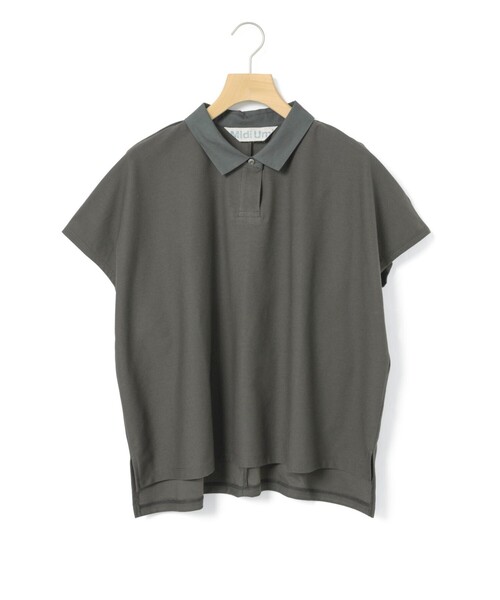 MidiUmi(ミディウミ)の「MidiUmi ポロノースリーブプルオーバー(Tシャツ/カットソー・レディース・ブラック/オフホワイト/ライトグレー/チャコールグレー/ベージュ・FREE)」の2枚目の写真