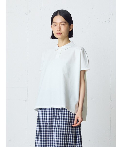 MidiUmi(ミディウミ)の「MidiUmi ポロノースリーブプルオーバー(Tシャツ/カットソー・レディース・ブラック/オフホワイト/ライトグレー/チャコールグレー/ベージュ・FREE)」の15枚目の写真
