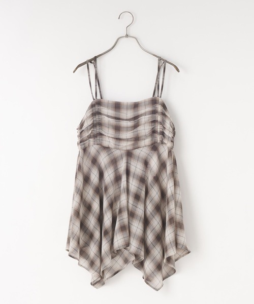 LOWRYS FARM（ローリーズファーム）の「チェックキャミチュニック　647619（その他トップス・レディース・ブルー/ベージュ/ブラウン・FREE）」の2枚目の写真