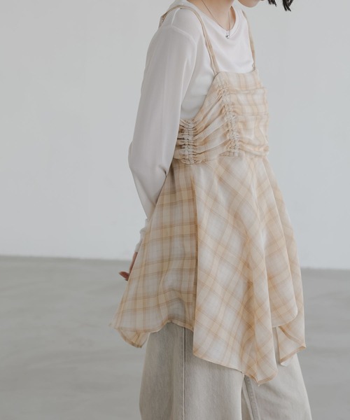 LOWRYS FARM（ローリーズファーム）の「チェックキャミチュニック　647619（その他トップス・レディース・ブルー/ベージュ/ブラウン・FREE）」の7枚目の写真