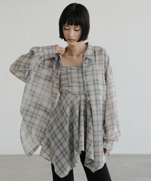 LOWRYS FARM（ローリーズファーム）の「チェックキャミチュニック　647619（その他トップス・レディース・ブルー/ベージュ/ブラウン・FREE）」の10枚目の写真