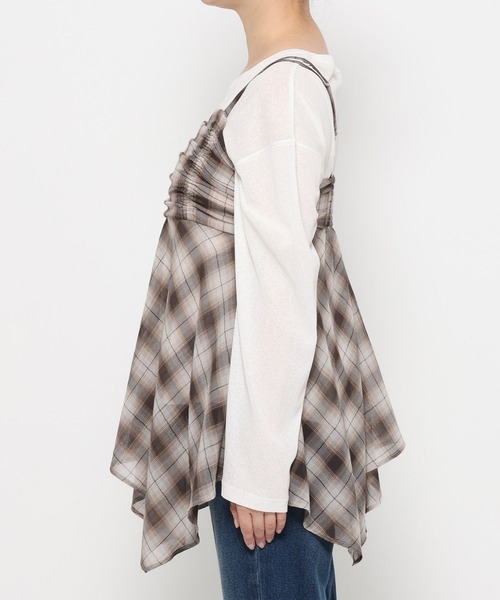 LOWRYS FARM（ローリーズファーム）の「チェックキャミチュニック　647619（その他トップス・レディース・ブルー/ベージュ/ブラウン・FREE）」の12枚目の写真