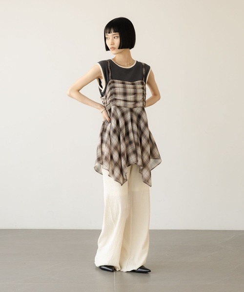 LOWRYS FARM（ローリーズファーム）の「チェックキャミチュニック　647619（その他トップス・レディース・ブルー/ベージュ/ブラウン・FREE）」の22枚目の写真