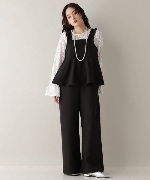 RAGEBLUE（レイジブルー）の「ショルダーフリルペプラムサロペット（サロペット/オーバーオール・レディース・ブラック/グレー・FREE）」の3枚目の写真