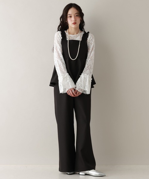 RAGEBLUE（レイジブルー）の「ショルダーフリルペプラムサロペット（サロペット/オーバーオール・レディース・ブラック/グレー・FREE）」の4枚目の写真