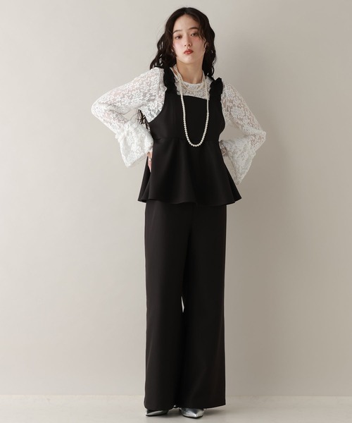 RAGEBLUE（レイジブルー）の「ショルダーフリルペプラムサロペット（サロペット/オーバーオール・レディース・ブラック/グレー・FREE）」の5枚目の写真