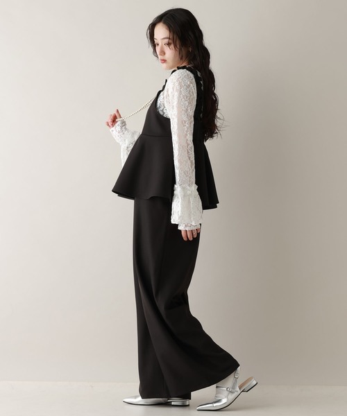 RAGEBLUE（レイジブルー）の「ショルダーフリルペプラムサロペット（サロペット/オーバーオール・レディース・ブラック/グレー・FREE）」の6枚目の写真