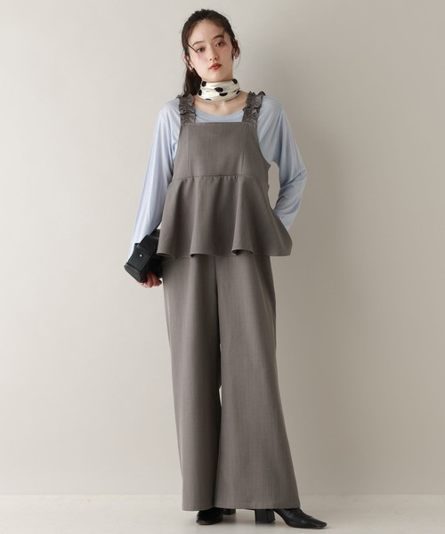 RAGEBLUE（レイジブルー）の「ショルダーフリルペプラムサロペット（サロペット/オーバーオール・レディース・ブラック/グレー・FREE）」の8枚目の写真