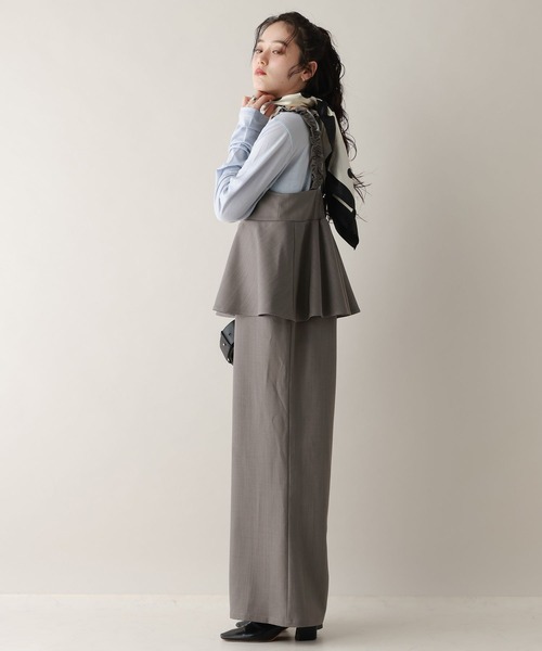 RAGEBLUE（レイジブルー）の「ショルダーフリルペプラムサロペット（サロペット/オーバーオール・レディース・ブラック/グレー・FREE）」の10枚目の写真