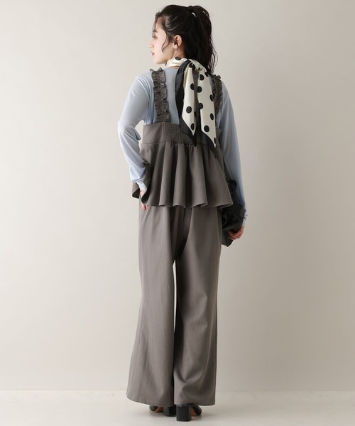 RAGEBLUE（レイジブルー）の「ショルダーフリルペプラムサロペット（サロペット/オーバーオール・レディース・ブラック/グレー・FREE）」の11枚目の写真