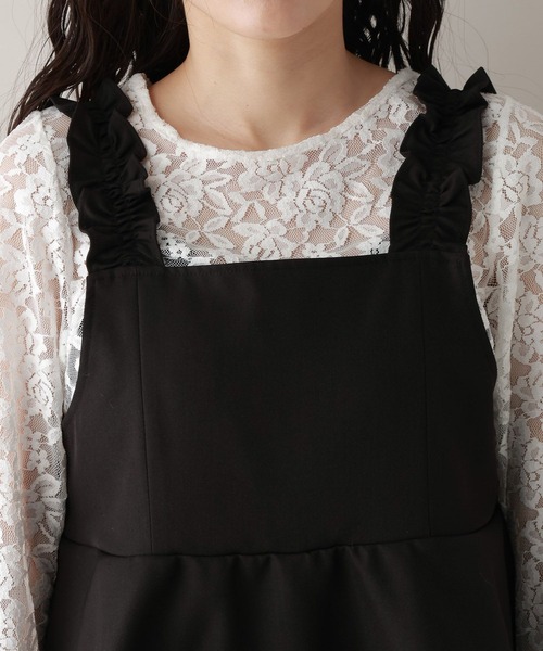 RAGEBLUE（レイジブルー）の「ショルダーフリルペプラムサロペット（サロペット/オーバーオール・レディース・ブラック/グレー・FREE）」の14枚目の写真