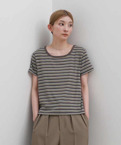 セール】2WAYドライタッチマルチボーダーコンパクトTシャツ（Tシャツ