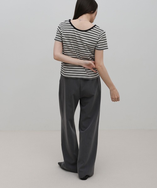 select MOCA(セレクトモカ)の「2WAYドライタッチマルチボーダーコンパクトTシャツ(Tシャツ/カットソー・レディース・ブラウン/グレー/ブラック・FREE)」の22枚目の写真