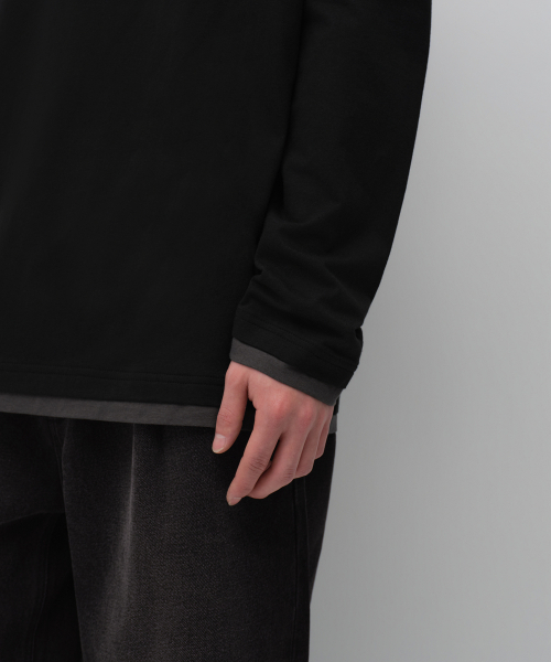 MUSINSA STANDARD（ムシンサスタンダード）の「CRレイヤードヘム長袖Tシャツ[ブラック]（Tシャツ/カットソー・メンズ・その他・2XL/3XL/MEDIUM/LARGE/X-LARGE/SMALL）」の5枚目の写真