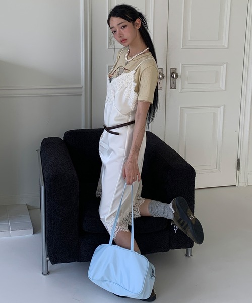 UNE MANSION(ユヌマンション)の「【2026SS新作アイテム】【UNE ORIGINAL HAND MADE】フロントタックレースアンバランスワンピース(ワンピース・レディース・チャコールグレー/アイボリー・FREE)」の9枚目の写真