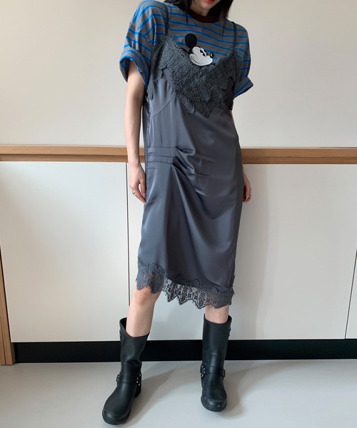 UNE MANSION(ユヌマンション)の「【2026SS新作アイテム】【UNE ORIGINAL HAND MADE】フロントタックレースアンバランスワンピース(ワンピース・レディース・チャコールグレー/アイボリー・FREE)」の16枚目の写真