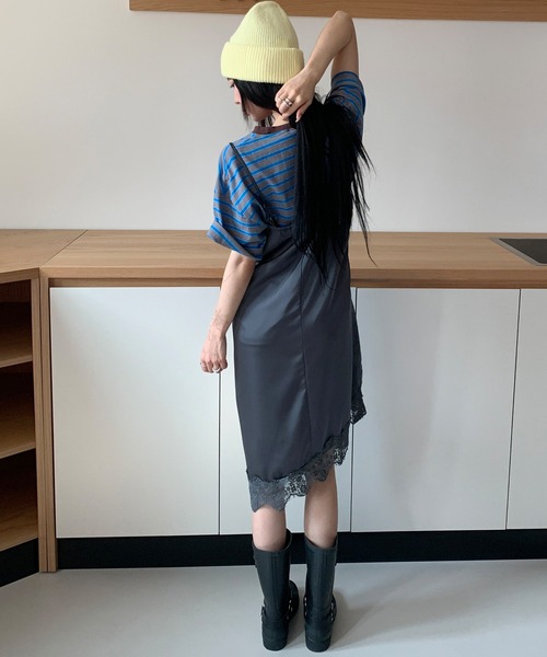 UNE MANSION(ユヌマンション)の「【2026SS新作アイテム】【UNE ORIGINAL HAND MADE】フロントタックレースアンバランスワンピース(ワンピース・レディース・チャコールグレー/アイボリー・FREE)」の17枚目の写真