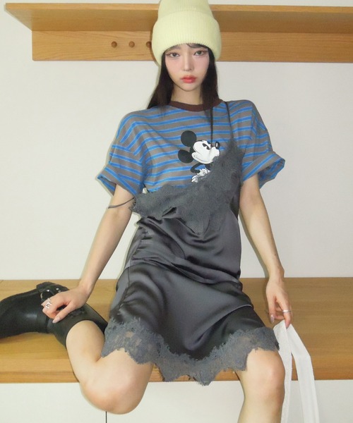 UNE MANSION(ユヌマンション)の「【2026SS新作アイテム】【UNE ORIGINAL HAND MADE】フロントタックレースアンバランスワンピース(ワンピース・レディース・チャコールグレー/アイボリー・FREE)」の22枚目の写真
