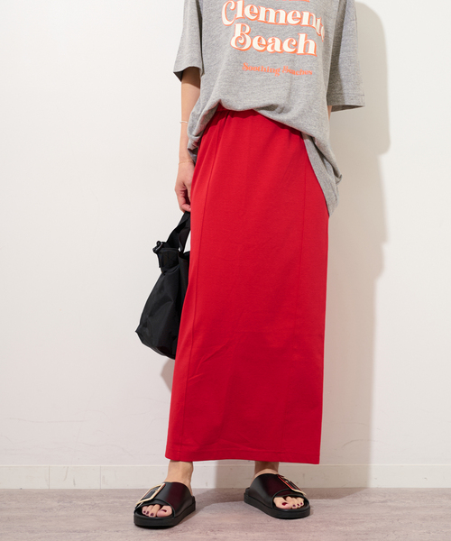 JOURNAL STANDARD relume(ジャーナルスタンダード レリューム)の「《追加》ストレッチポンチIラインスカート(スカート・レディース・レッド/ブラウン/ブラック・FREE)」の4枚目の写真