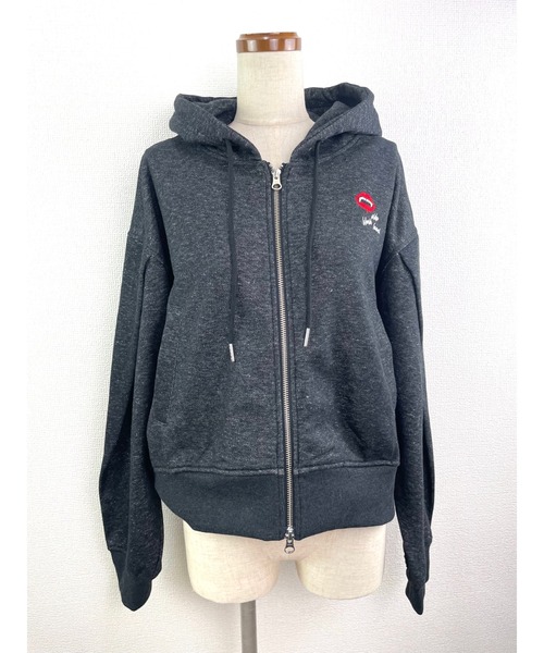 WORLD WIDE LOVE!（ワールドワイドラブ）の「WWL!リップパーカー（Tシャツ/カットソー・レディース・ブラック/トップグレー/オフホワイト・1）」の13枚目の写真