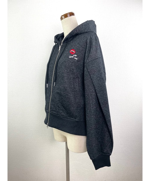 WORLD WIDE LOVE!（ワールドワイドラブ）の「WWL!リップパーカー（Tシャツ/カットソー・レディース・ブラック/トップグレー/オフホワイト・1）」の15枚目の写真