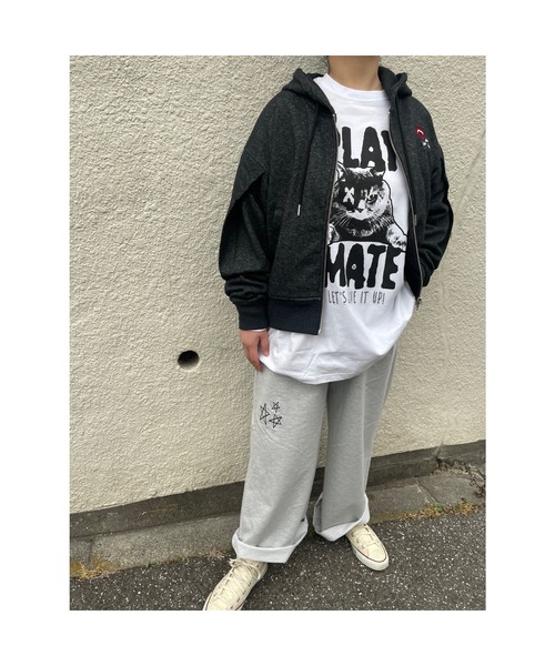 WORLD WIDE LOVE!（ワールドワイドラブ）の「WWL!リップパーカー（Tシャツ/カットソー・レディース・ブラック/トップグレー/オフホワイト・1）」の17枚目の写真