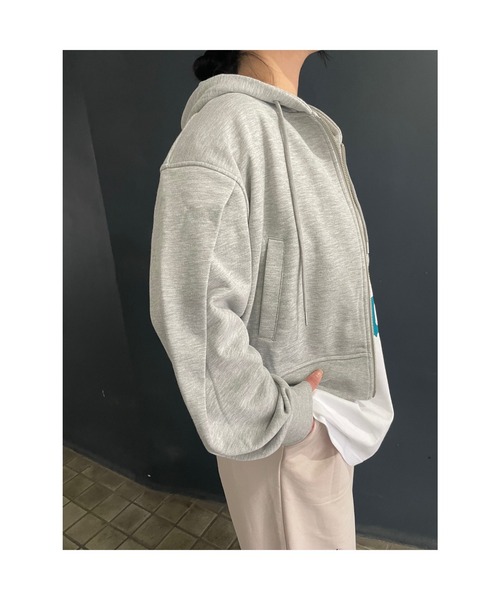 WORLD WIDE LOVE!（ワールドワイドラブ）の「WWL!リップパーカー（Tシャツ/カットソー・レディース・ブラック/トップグレー/オフホワイト・1）」の7枚目の写真