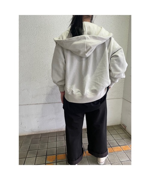 WORLD WIDE LOVE!（ワールドワイドラブ）の「WWL!リップパーカー（Tシャツ/カットソー・レディース・ブラック/トップグレー/オフホワイト・1）」の12枚目の写真