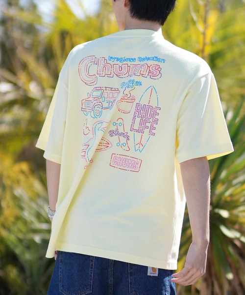CHUMS(チャムス)の「【ムラサキスポーツ別注】CHUMS/チャムス CHUMS NEON SIGN T Tシャツ CH01-2825(Tシャツ/カットソー・メンズ・ホワイト/ライトイエロー/ブラック・S/M/L/XL)」の3枚目の写真