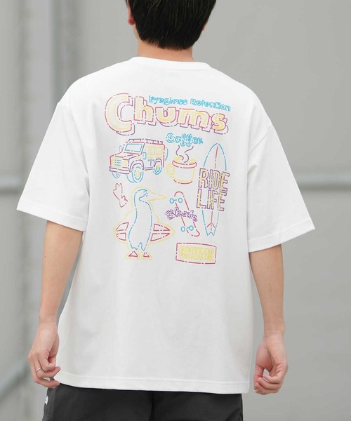 CHUMS(チャムス)の「【ムラサキスポーツ別注】CHUMS/チャムス CHUMS NEON SIGN T Tシャツ CH01-2825(Tシャツ/カットソー・メンズ・ホワイト/ライトイエロー/ブラック・S/M/L/XL)」の1枚目の写真