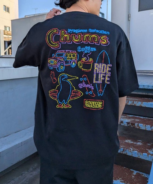CHUMS(チャムス)の「【ムラサキスポーツ別注】CHUMS/チャムス CHUMS NEON SIGN T Tシャツ CH01-2825(Tシャツ/カットソー・メンズ・ホワイト/ライトイエロー/ブラック・S/M/L/XL)」の2枚目の写真