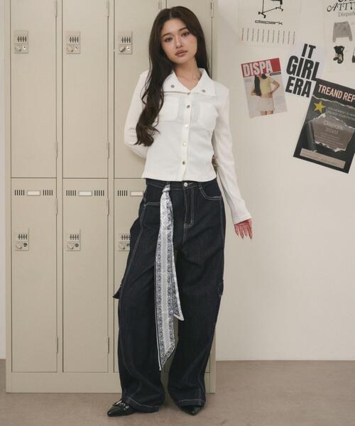 dispark(ディスパーク)の「DISPARK/【26年春新作】メタルボタントップ(カーディガン/ボレロ・レディース・ホワイト/グレー・FREE)」の3枚目の写真