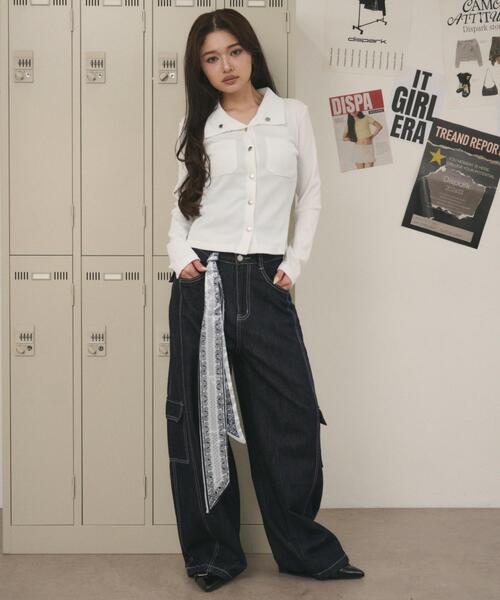 dispark(ディスパーク)の「DISPARK/【26年春新作】メタルボタントップ(カーディガン/ボレロ・レディース・ホワイト/グレー・FREE)」の7枚目の写真