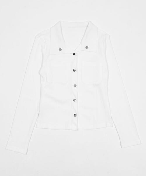 dispark(ディスパーク)の「DISPARK/【26年春新作】メタルボタントップ(カーディガン/ボレロ・レディース・ホワイト/グレー・FREE)」の11枚目の写真