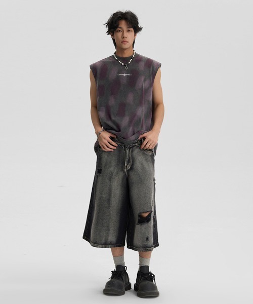 Ressaca(レサーカ)の「ワイドシルエットダメージ加工ブラックデニムハーフパンツ(デニムパンツ・メンズ・ブラック・XL/L/M)」の22枚目の写真
