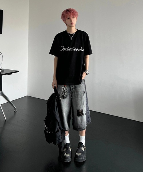 Ressaca(レサーカ)の「ワイドシルエットダメージ加工ブラックデニムハーフパンツ(デニムパンツ・メンズ・ブラック・XL/L/M)」の19枚目の写真