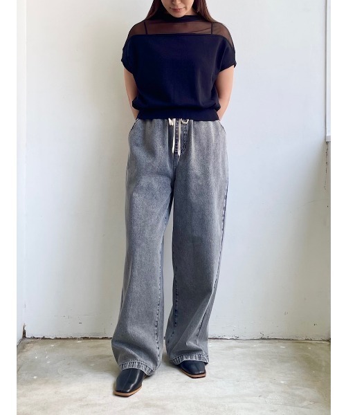 fireservice(ファイヤーサービス)の「【 Fire Service / ファイヤーサービス 】 WIDE EASY PANTS / ワイドイージーパンツ L.GREY(デニムパンツ・レディース・ライトグレー・1)」の2枚目の写真