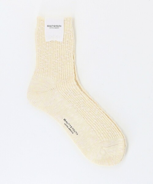 BEAUTY&YOUTH UNITED ARROWS(ビューティーアンドユースユナイテッドアローズ)の「ビッグ スラブ クウォータ― ソックス(ソックス/靴下・メンズ・オフホワイト/ライトブルー/ネイビー・FREE)」の2枚目の写真