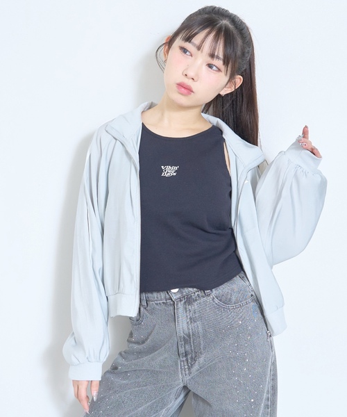 LOVETOXIC(ラブトキシック)の「【LTXC/UV/防花粉】シアーラインブルゾン(ブルゾン・キッズ・オフホワイト/ブラック/ピンク/グレー・L:160cm/130cm/M:150cm/S:140cm)」の9枚目の写真