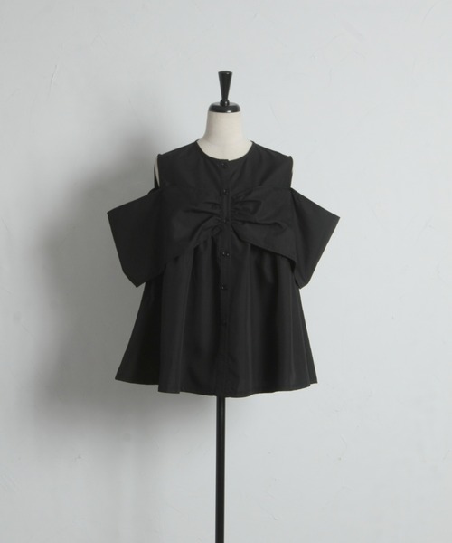 ARVELLIA(アルベリア)の「SCULPTED BOW BLOUSE(シャツ/ブラウス・レディース・ブラック/ホワイト・M)」の11枚目の写真